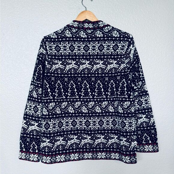 Talbots Nordic Icelandic Fair Isle Reindeer Snowflake Cardigan Sweater S - Picture 4 of 6